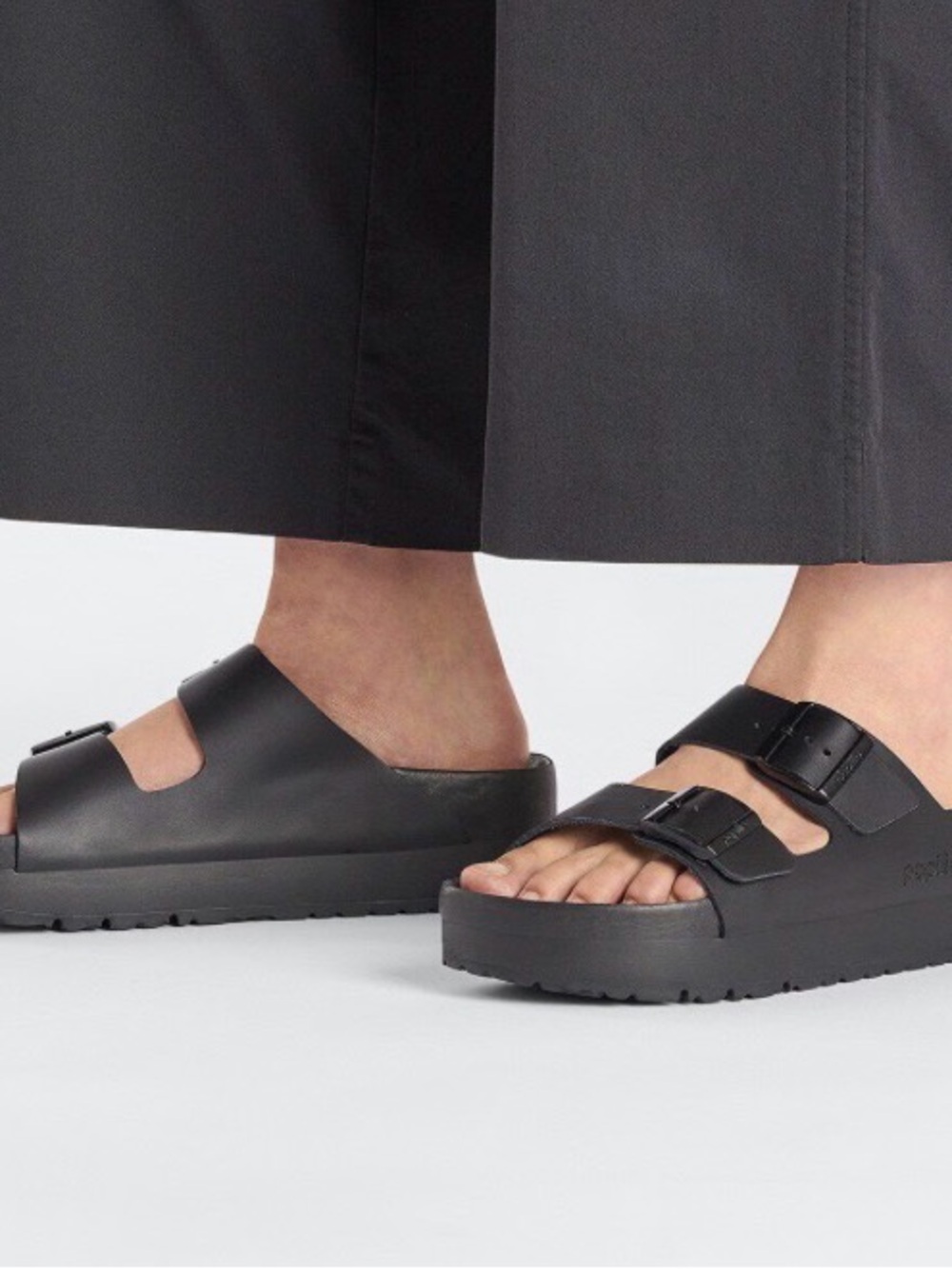Birkenstock Papillio Exquisite Black Leather Double Buckle Platform - Picture 8 of 12